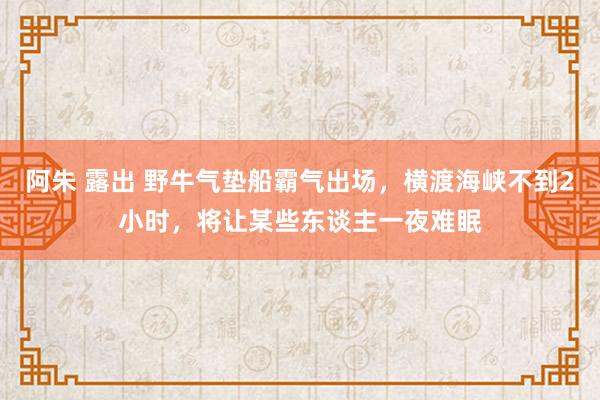 阿朱 露出 野牛气垫船霸气出场，横渡海峡不到2小时，将让某些东谈主一夜难眠