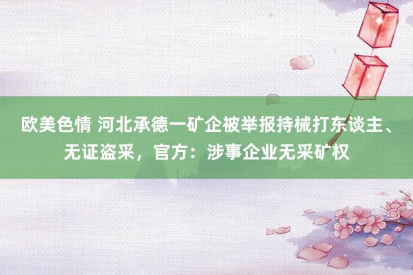 欧美色情 河北承德一矿企被举报持械打东谈主、无证盗采，官方：涉事企业无采矿权