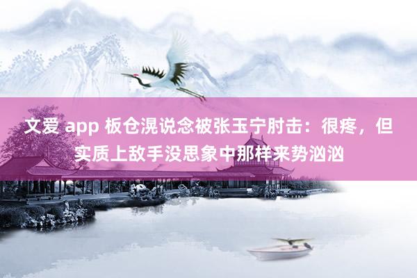 文爱 app 板仓滉说念被张玉宁肘击：很疼，但实质上敌手没思象中那样来势汹汹