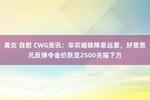 美女 自慰 CWG资讯：非农暗昧降息远景，好意思元反弹令金价跌至2500关隘下方