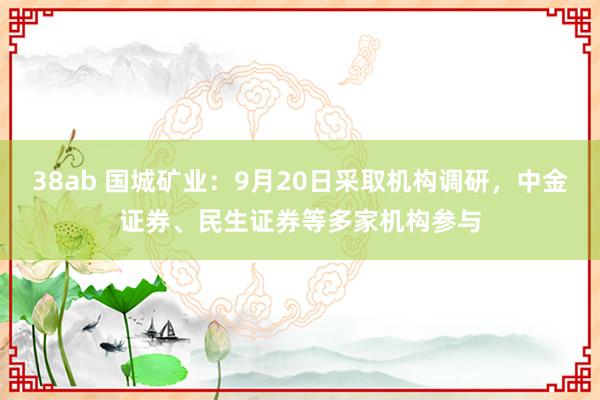 38ab 国城矿业：9月20日采取机构调研，中金证券、民生证券等多家机构参与