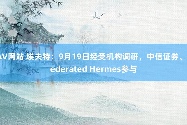 AV网站 埃夫特：9月19日经受机构调研，中信证券、Federated Hermes参与