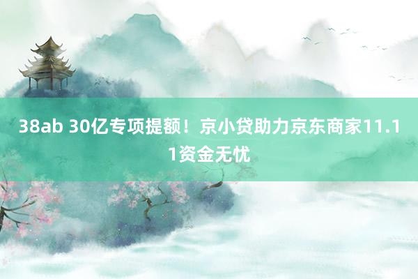 38ab 30亿专项提额！京小贷助力京东商家11.11资金无忧