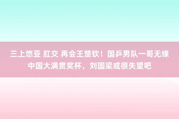 三上悠亚 肛交 再会王楚钦！国乒男队一哥无缘中国大满贯奖杯，刘国梁或很失望吧