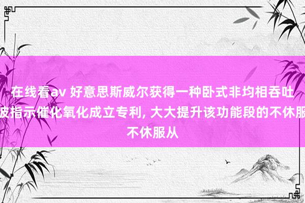 在线看av 好意思斯威尔获得一种卧式非均相吞吐微波指示催化氧化成立专利， 大大提升该功能段的不休服从