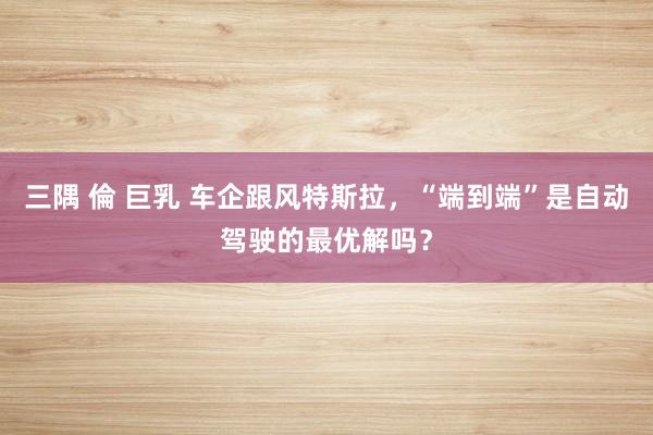 三隅 倫 巨乳 车企跟风特斯拉，“端到端”是自动驾驶的最优解吗？