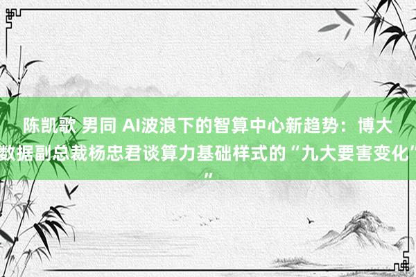 陈凯歌 男同 AI波浪下的智算中心新趋势：博大数据副总裁杨忠君谈算力基础样式的“九大要害变化”