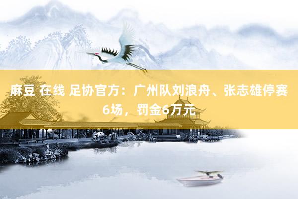 麻豆 在线 足协官方：广州队刘浪舟、张志雄停赛6场，罚金6万元