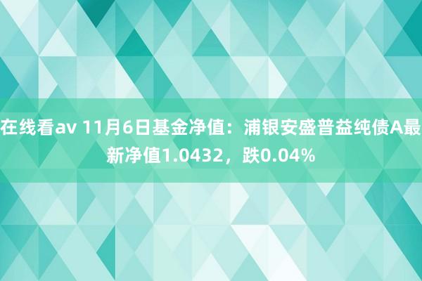 在线看av 11月6日基金净值：浦银安盛普益纯债A最新净值1.0432，跌0.04%