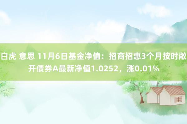 白虎 意思 11月6日基金净值：招商招惠3个月按时敞开债券A最新净值1.0252，涨0.01%