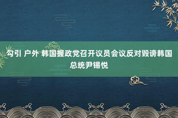 勾引 户外 韩国握政党召开议员会议反对毁谤韩国总统尹锡悦