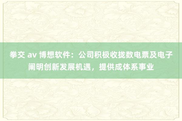 拳交 av 博想软件：公司积极收拢数电票及电子阐明创新发展机遇，提供成体系事业