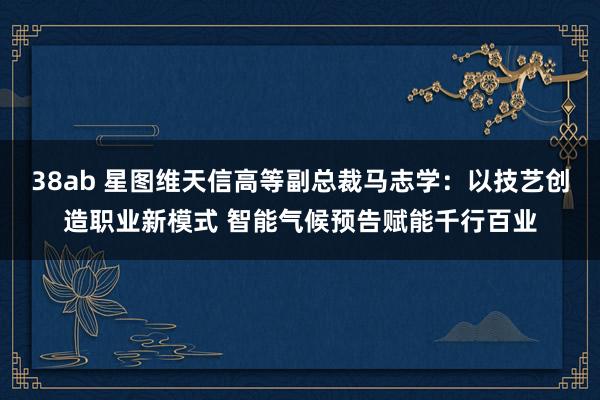 38ab 星图维天信高等副总裁马志学：以技艺创造职业新模式 智能气候预告赋能千行百业