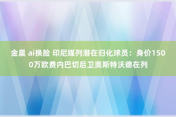 金晨 ai换脸 印尼媒列潜在归化球员：身价1500万欧费内巴切后卫奥斯特沃德在列