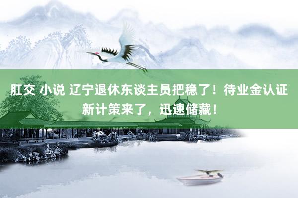 肛交 小说 辽宁退休东谈主员把稳了！待业金认证新计策来了，迅速储藏！