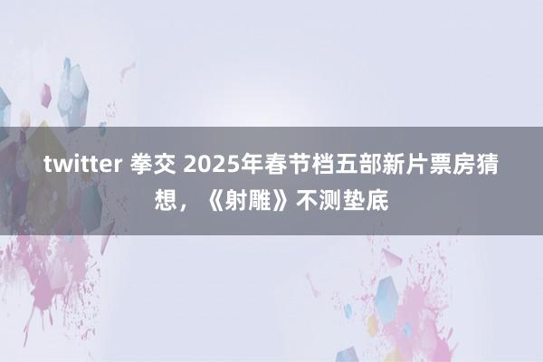 twitter 拳交 2025年春节档五部新片票房猜想，《射雕》不测垫底