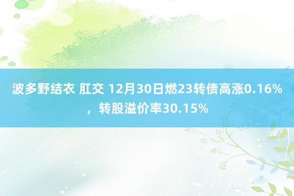 波多野结衣 肛交 12月30日燃23转债高涨0.16%，转股溢价率30.15%