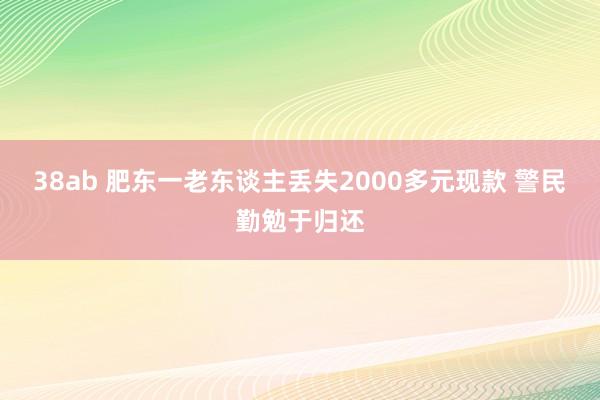 38ab 肥东一老东谈主丢失2000多元现款 警民勤勉于归还