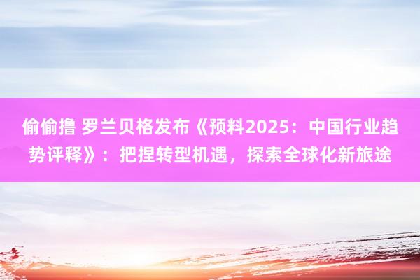 偷偷撸 罗兰贝格发布《预料2025：中国行业趋势评释》：把捏转型机遇，探索全球化新旅途