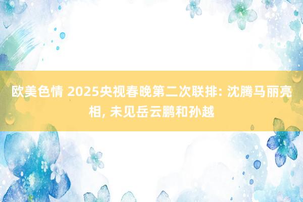 欧美色情 2025央视春晚第二次联排: 沈腾马丽亮相， 未见岳云鹏和孙越