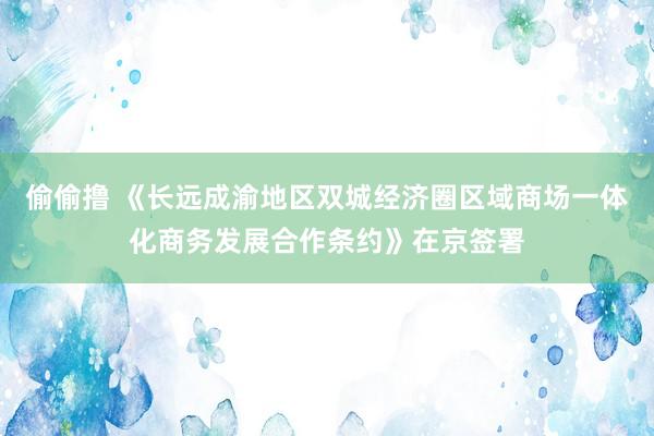 偷偷撸 《长远成渝地区双城经济圈区域商场一体化商务发展合作条约》在京签署